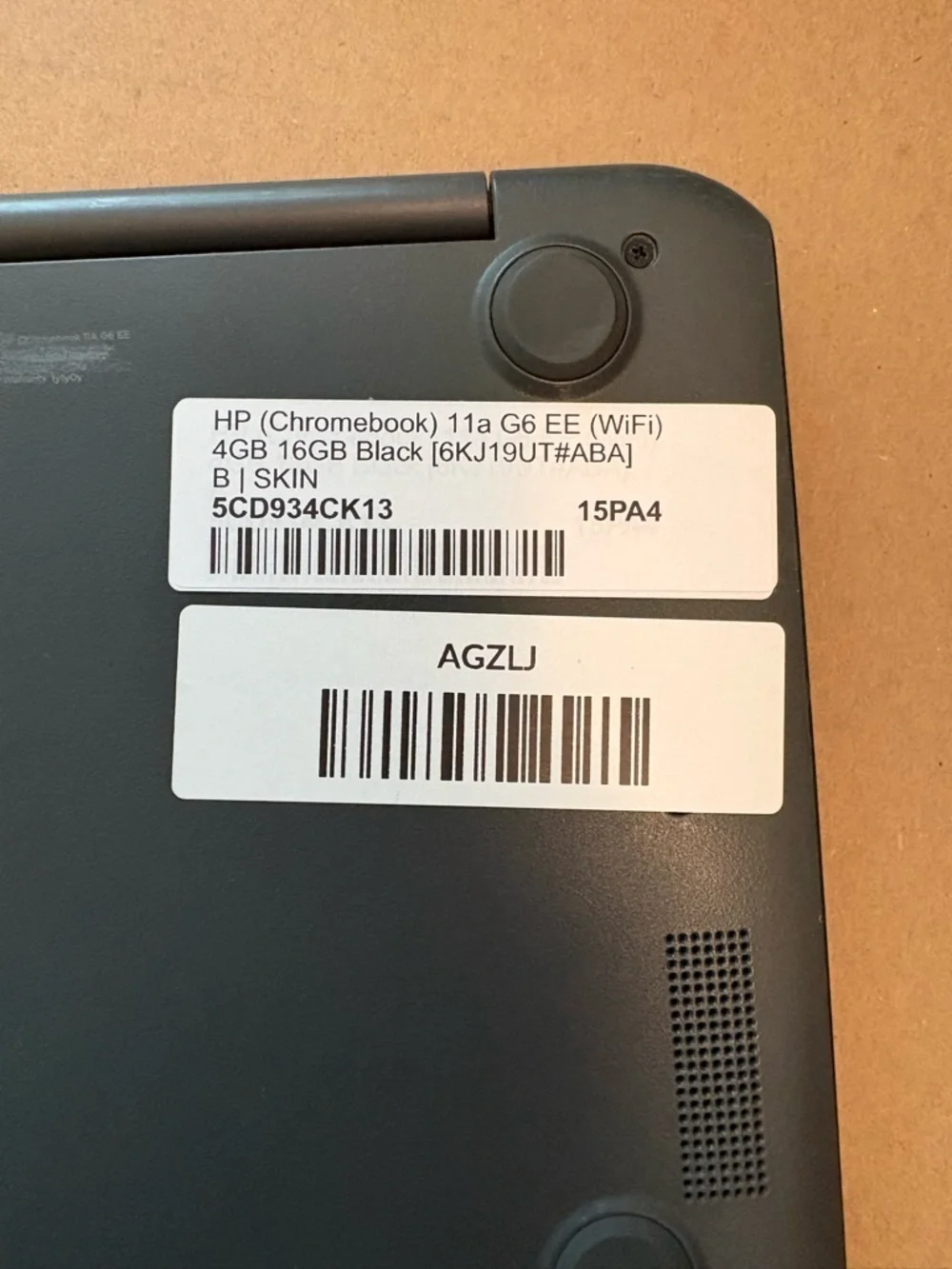 HP Chromebook 11a G6 EE (WiFi) Laptop in Matte Black with Chrome Accent.